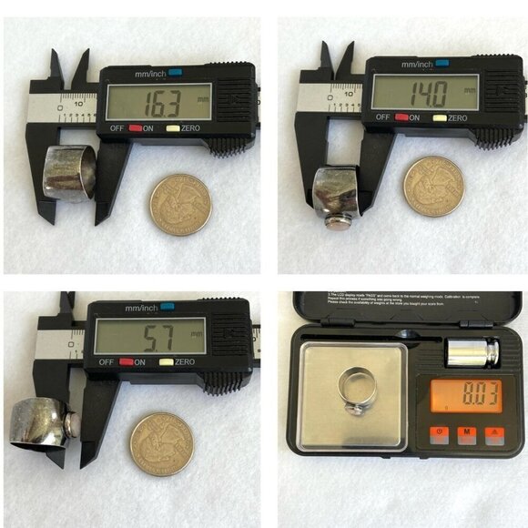 Oxidized Sterling Silver 950 Round Rose Quartz 16MM Wide Band Ring Sz 8.75 - Picture 10 of 16